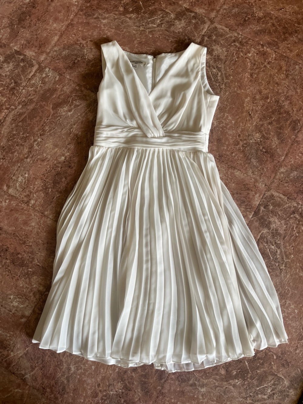 Evan Picone Ivory Pleated Midi Dress